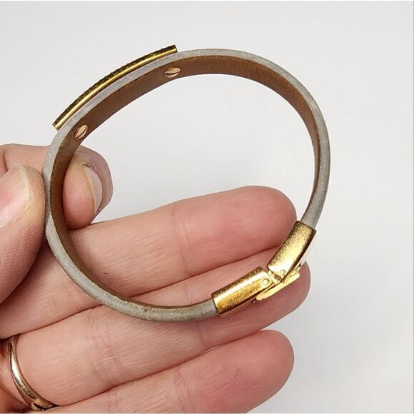 NWOT Fossil  Leather Bracelet with Rose Gold Plate Closure Rhinestones - Picture 7 of 7